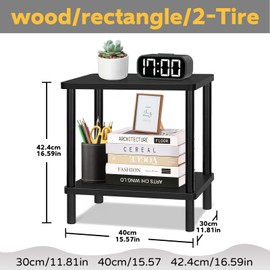 YGYQZ Wood Office Desk Shelf Organizer - Desktop Supplies Cute Dresser Top Organization Storage Rack Aesthetic Bookshelf for Women Man and Kids (Black-Two Tier)