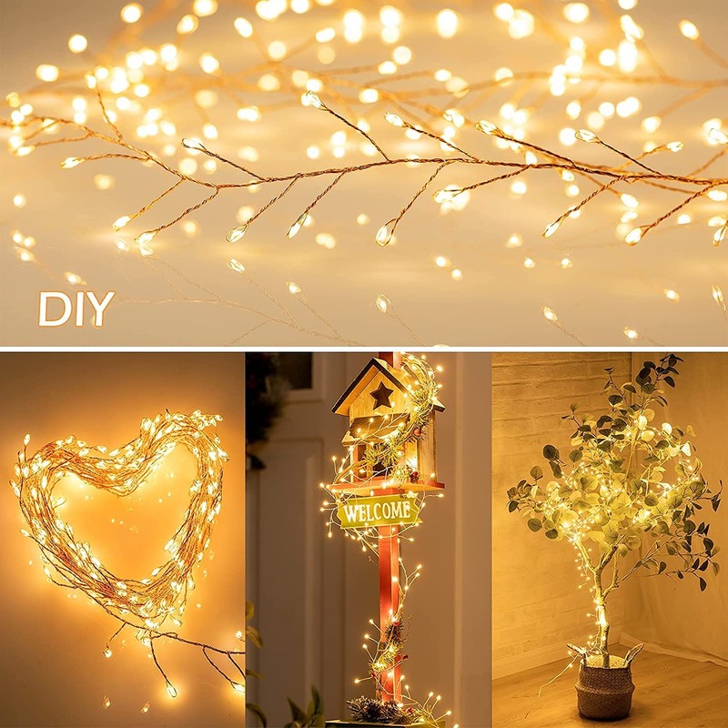 KINGCOO Cluster Fairy Lights with Remote, Waterproof 50LED Silver Wire