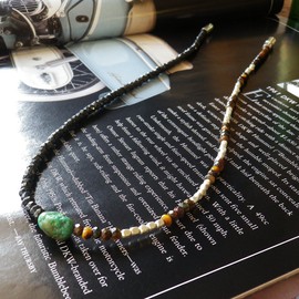 COMODO VIENTO Men's Popular Black Spinel Necklace, Turquoise, Tiger Eye, Half Type, Magnetic, black spinel Turquoise tiger eye Magnet, black spinel