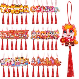 Wavyknot 36 Pcs Chinese New Year 2026 Decorations Lunar New Year of The Horse Ornaments Chinese Knot Tassel Pendant Good Luck Charm for Spring Festival Home Car Wall Tree Decor