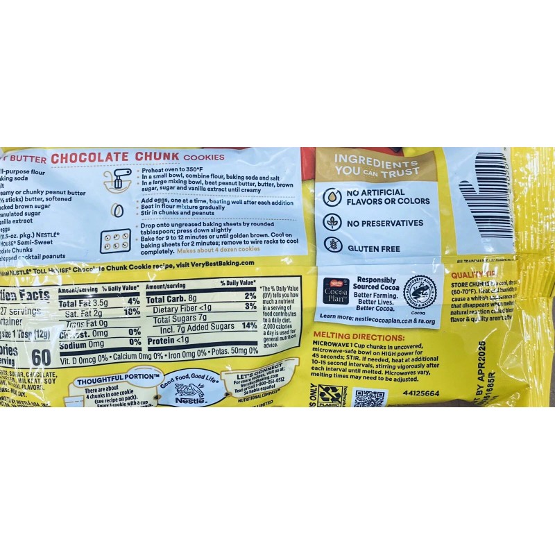 Nestlé Nestle Toll House Semi Sweet CHUNKS Baking Chocolate Chips