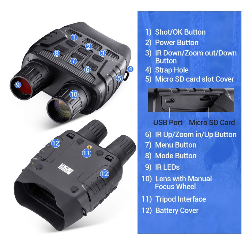 BNISE Night Vision Binoculars Goggles, Digital Infrared Binoculars with Night