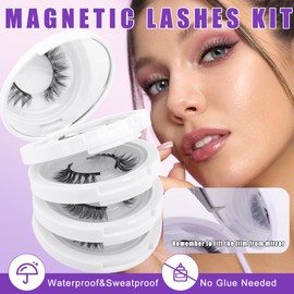 WENDY LASHES 4 Pairs Magnetic Eyelashes No Glue Needed Reusable Magnetic Lashes with Applicator Natural Look Soft Eyelashes Easy to Wear and Remove（Y1+Y3）