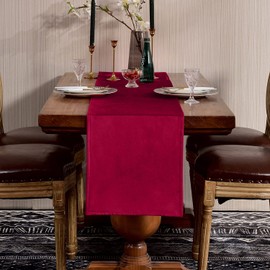 SEASHORE TREE High-Quality Table Runner Table Linen Plain Easy Care Table Runner Velvety Choice of Colours and Sizes Red 35 x 240 cm