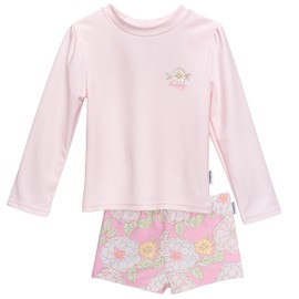 Gerber Baby Girl's Standard Rashguard Set, Peonies, 18 Months