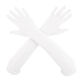 Aniler 18" Men's and Women's Elbow Length Full finger Costume Party Stretchy Glove (One Size, White)