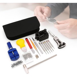 Kit de Reparacion de Relojes 147 en 1 Herramienta Correa 108 pzs de Barra de Resorte Destapador de Caja de Pila Relojero Joyero Set Estuche Portatil