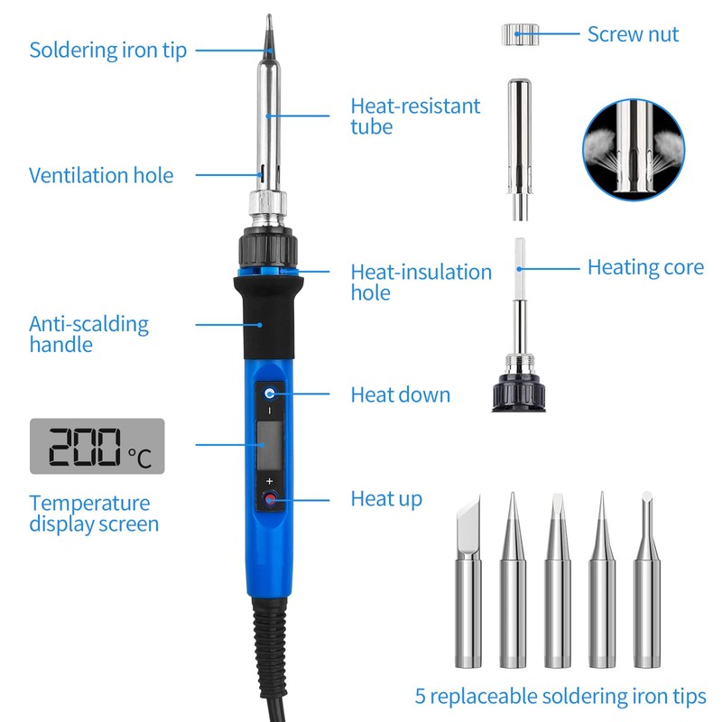 WinGluge 80 W Soldering Iron Set, Soldering Station with Temperature