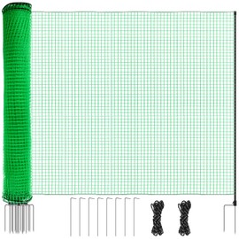 Temporary Fence, 36" x 49.2' Non Electric Fence Netting with Double Spiked Posts & Windproof Kit, Portable Movable Poultry Netting Mesh for Dogs, Chickens or Farms, Backyards and Ranches