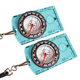 2pcs Blue Menjo Outdoors Magnetic Compass, Kids Hiking Gear Ideal for Boy Scouts or Wilderness Enthusiasts. Survival Compass for Camping, Hiking, Backpacking, Mountaineering, and Exploration