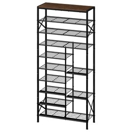 UNITSTAGE 10-Tier Shoe Rack, Shoe Storage Organizer with Boots Storage, Large Capacity Shoe Shelf Holds 27-30 Pairs of Shoes, Durable and Stable, for Entryway, Closet, Hallway, Dorm Room, Rustic Brown