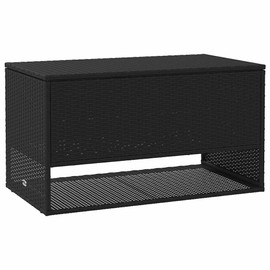 vidaXL outdoor cushion storage box - black pe rattan patio chest with water-resistant interior bag - modern stylish garden and balcony organizer - 55x100x55.5 cm