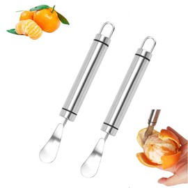 2PCS Stainless Steel Orange Peeler Tool, Citrus Peeler Tool, Grapefruit Peeler，Easy to Peel, with Triangular-Blade & Zigzag-Shovel Orange Peeler Gadget