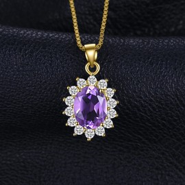 JewelryPalace Princess Diana Kate Middleton Gemstone Amethyst Citrine Garnet Peridot Topaz Sapphire Ruby Emerald Chains Pendant Silver 925 45 cm Necklace Women's Necklace Women Jewellery Rose Gold