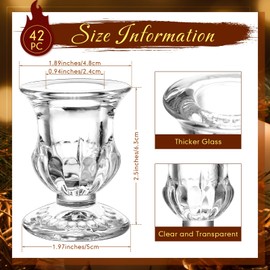 Foaincore Taper Candle Holders Bulk 2.5 Inch Candlestick Holder Small Candlestick Holder Thicker Glass Candle Sticks Set for Wedding Christmas Party Table Centerpiece(Clear,42 Pcs)