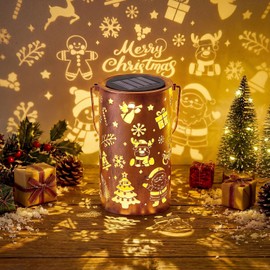 Merry Christmas Solar Lantern Holiday Outdoor Decorations for Garden, Porch, Pathway – Waterproof Solar Powered Hanging Light Winter Yard Decor, Seasonal Party & Outdoor Christmas Gift
