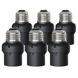 DEWENWILS Light Sensor Socket, E26 E27 Dusk to Dawn Sensor Socket, Light Bulb Socket for Light Fixtures, Compatible with Incandescent/CFL/LED/Halogen Bulbs, 6 Pack, Black