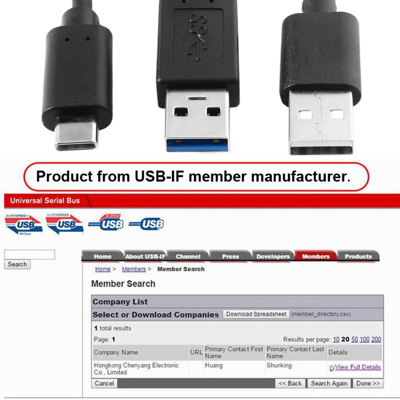 cablecc Type-C USB-C to USB 3.0 Male & USB 2.0