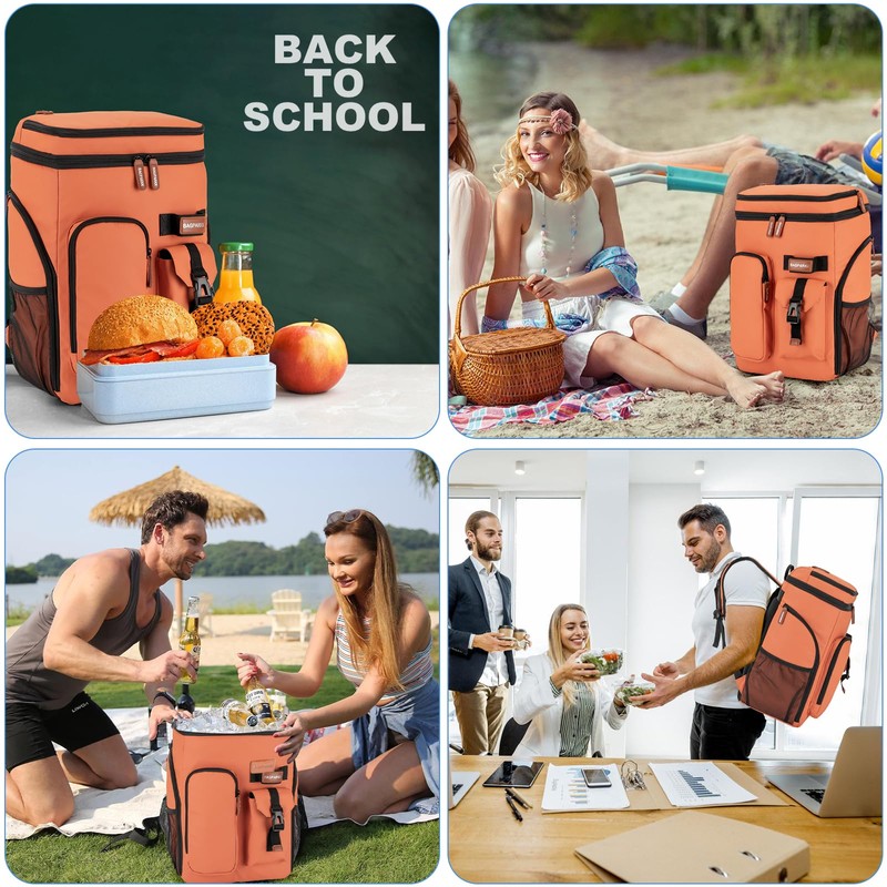 Insulated Cooler Backpack,33 Cans Multifunctional Double Deck Leakproof Cooler Bag