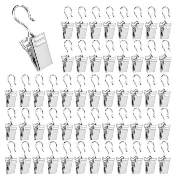 Curtain Clamp Stainless Steel Clips Hooks Curtain Hooks for Rails Hooks Metal Curtains Clips Curtain Clips for Rope Clamps, for Hanging Shower Curtains, Photos, Cards, Fabric, Pack of 150