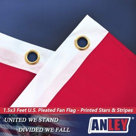 USA Pleated Fan American Flag Bunting Red White Blue Decoration 18x36 Inch New