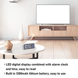 CHICIRIS Digital Alarm Clock, Compact LED Alarm Clock with USB Port, Snooze, Brightness Dimmer, 12/24Hr, Humidity Temperature Detect for Bedroom Bedside Desk