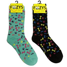 Foozys Women’s Crew Socks | Bones & Paw Animal Themed Novelty Socks | 2 Pair