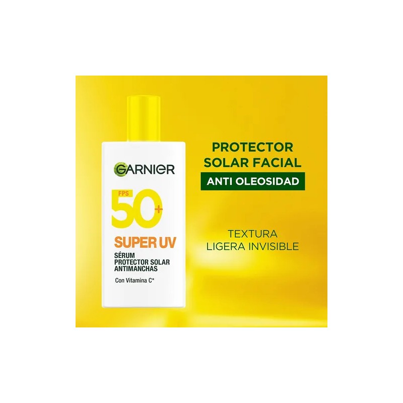 Protector Solar Facial Garnier Super UV Fluido FPS 50+ con