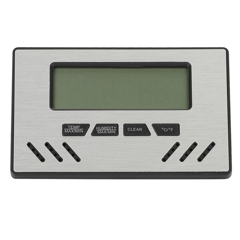 Indoor Cigar Hygrometer Thermometer DualDisplay Humidity Temperature Meter Device Tool(Silver