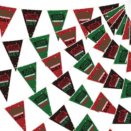 32 Ft Juneteenth Decorations Banner Bunting, Happy Juneteenth Party Decorations Pennant Garland Triangle Flag for African American Freedom Day Celebration and Home and Office Party Favor Decor