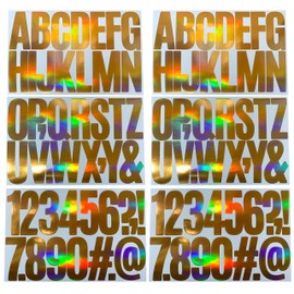 EDEN Rainbow Gold Alphabet Sticker Number Sticker 3" Height Rainbow Gold Waterproof (2 sets of each letter) [E818]