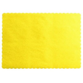 Choice 50 Choice 10" x 14" Yellow Colored Paper Placemat with Scalloped Edge