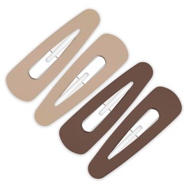 4PCS Large Snap Hair Clips,Acrylic Metal Snap Hair Barrettes,Matte Snap Clips for Women, Hair Pins for Girls, Large Barrettes Hair Accessories (3.5Inch,Brown)