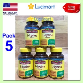 Nature Made L-Lysine 1000 mg, Dietary Supplement, 60 Tablets, Pack 5