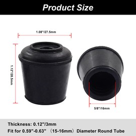 Suiwotin 16pcs 5/8 Inch Round Chair Leg Tips Caps, Non-Slip Rubber Chair Leg Floor Protectors, Black Furniture Leg Caps Fit for 0.59"-0.63" (15-16mm) Diameter Round Feet