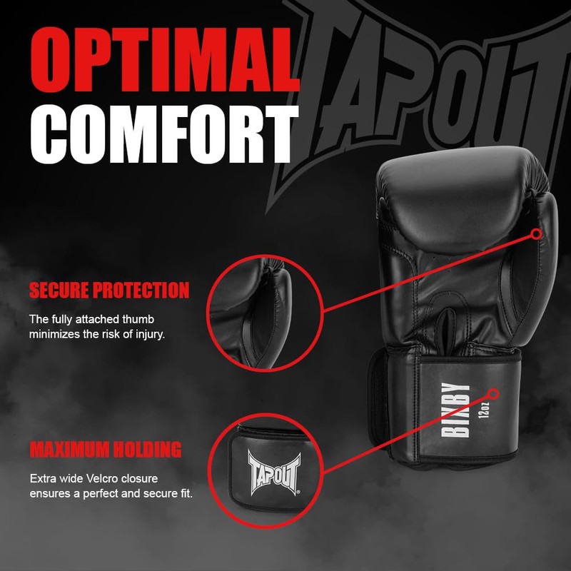 Tapout Bixby 960009 Boxing Gloves Faux Leather 12 oz Black