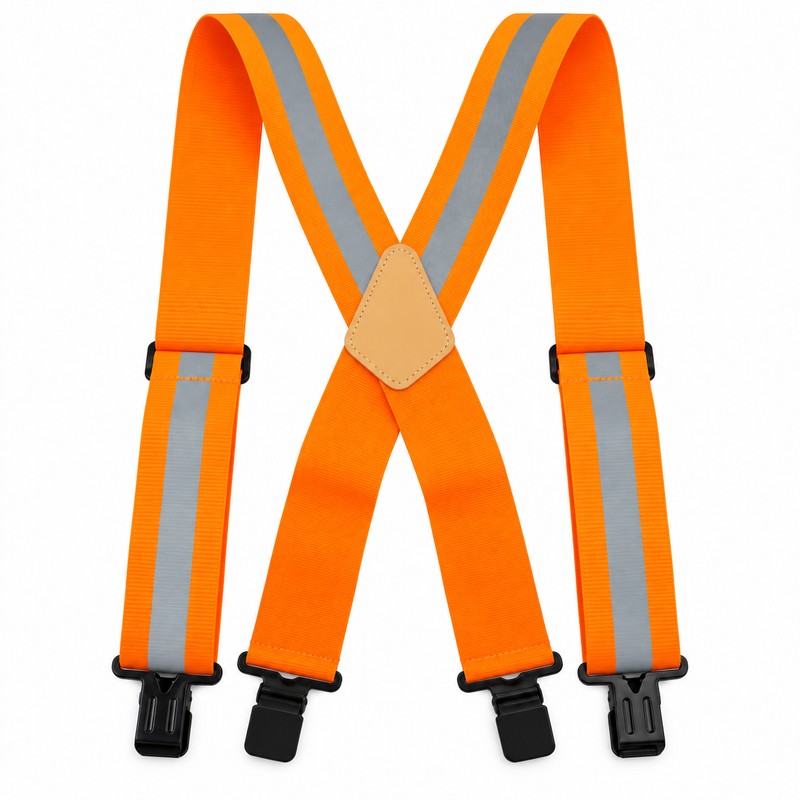 Men's Fluorescent Work Suspenders 5cm Wide Adjustable Elastic X-Back Braces