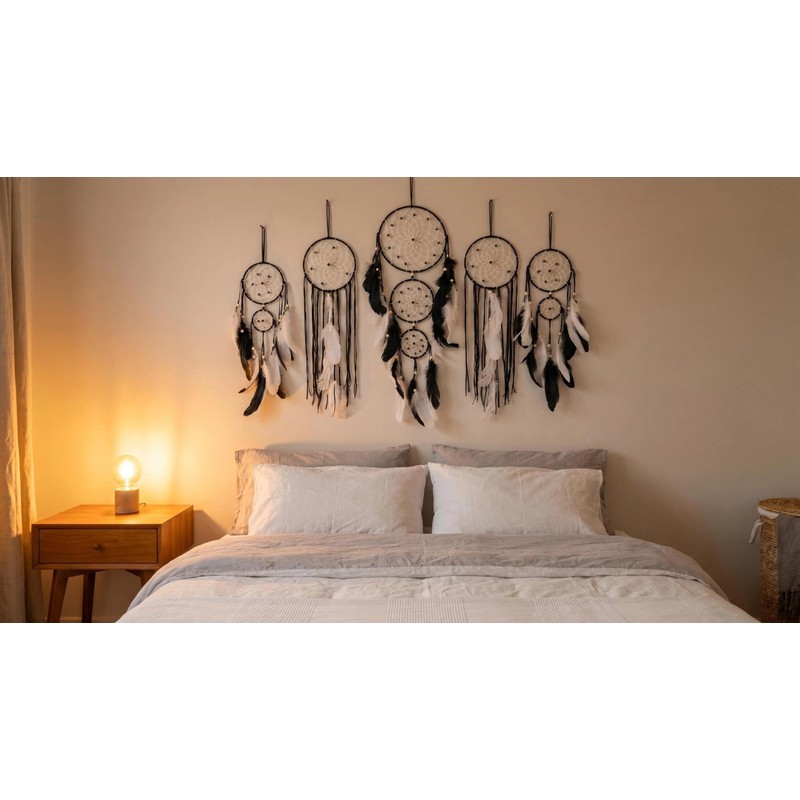 5 Pack Moon Phase Dreamcatcher Set Boho Wall Decor, Boho