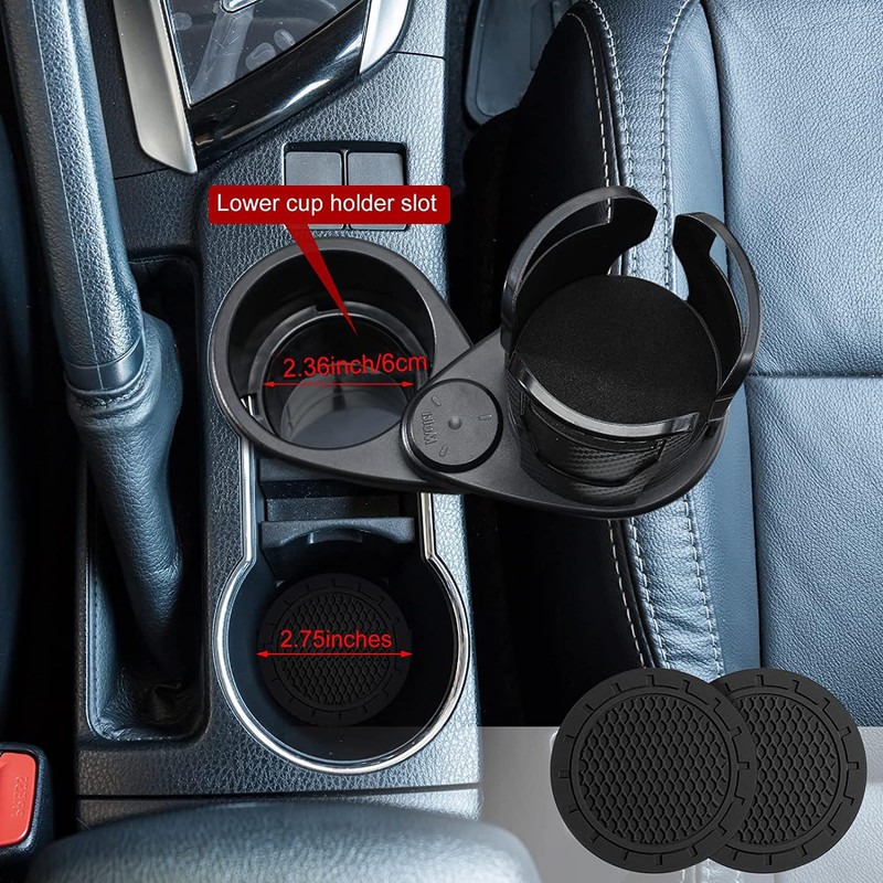MACHSWON 2pcs Black Multifunctional Car Cup Holder Drink Holder with