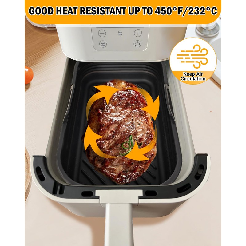 Air Fryer Silicone Liners Collapsible 2-Pack for bella 4Qt(3.3lb) Slim