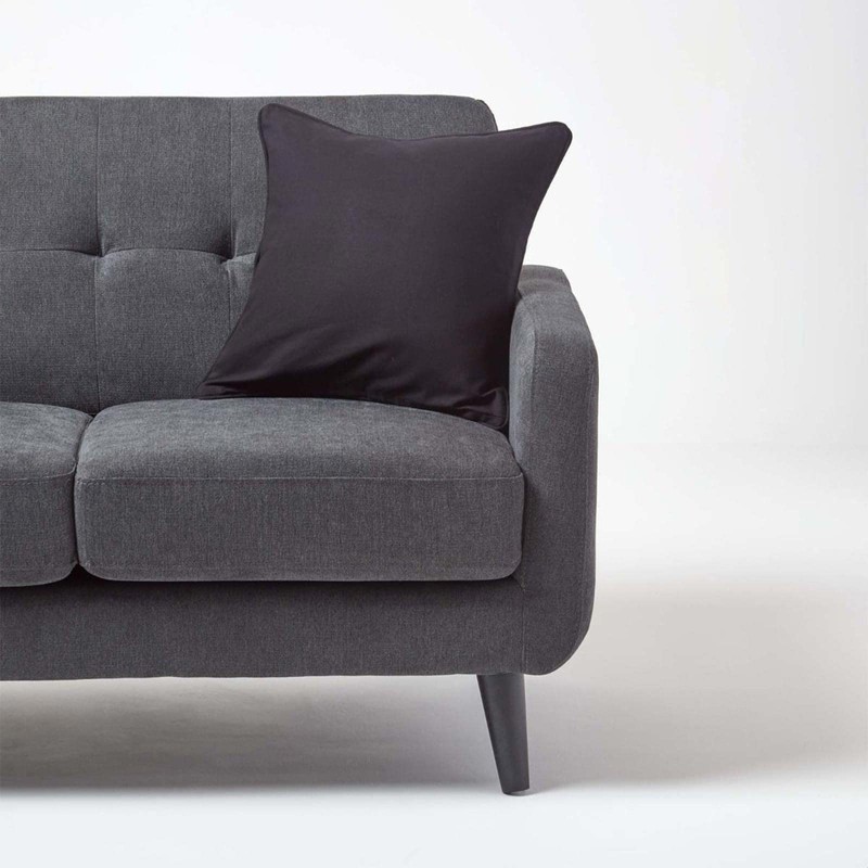 HOMESCAPES - 100% Cotton Plain Black Cushion Cover- 45 x