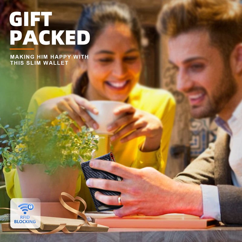 KS Mens Wallet Gift Airtag or Standard Use,Slim Front Pocket