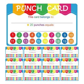 STOBOK 50 Pcs Punch Cards Kids Behavior Reward Punch Cards Incentive Punch Card for Kids Business Classroom Students Teachers