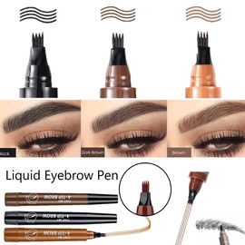 KARLOR Eyebrow Pencils Set, 2 Liquid Eyebrow Pencils, Curl Drawing, Waterproof Dark Brown Eyebrow Pen With 4 Micro-Fork Tip Liquid Eyebrow Tint Natural Smudge-proof (Dark Brown)