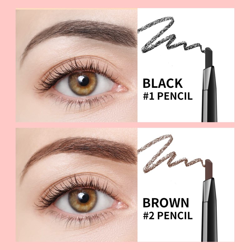 Docolor Eyebrow Pencil Waterproof with Eyelash Brush Pack of 2