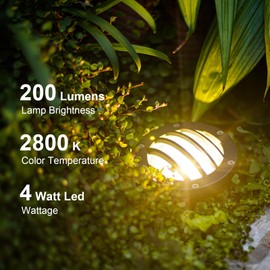 GOODSMANN Low Voltage Landscape Lights LED Well Lights 4W 12V 200 Lumens In-Ground Lights 2800K Warm White with Cable Connector Outdoor Lights for Deck, Step, Garden Lights