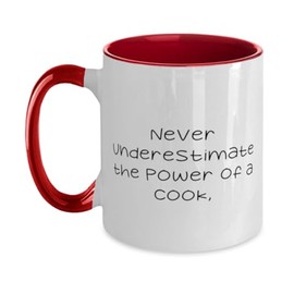 Beautiful Cook Gifts, Never Underestimate the Power of a Cook, Birthday Two Tone 11oz Mug For Cook from Coworkers, Cooking tools, Gourmet foods, Cookbooks, Kitchen appliances, Baking supplies