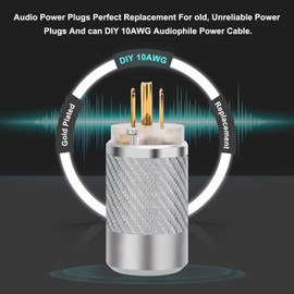 Monosaudio Audio Power Plug Black Carbon Fiber Transparent Aluminum Shell 10A/250V 15A/125V Power Connector Brass IEC320 C13 Connector for DIY Audiophile Power Cord Audio Power Cable (Gold Plated)