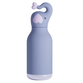 asobu BESTIE Stainless Steel Soft Animal Head Removable Thermal Water Bottle for Kids Boys with Flexible Straw Reusable 16oz (Elephant)