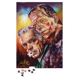 Frankenstein 1000 Piece Jigsaw Puzzle - Karloff and the Monster - Rick Melton Classic Horror Gothic Horror Jigsaw Puzzle Horror Movie Jigsaw Puzzle for Adults Horror Gift